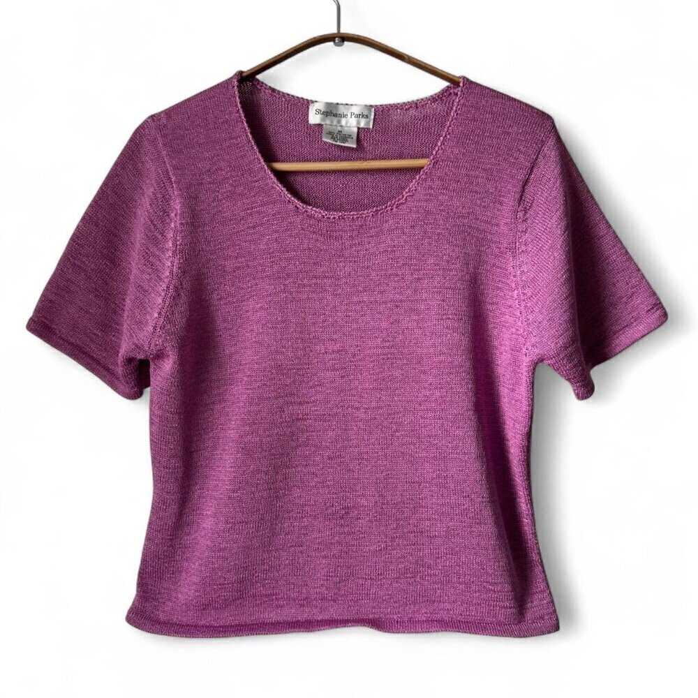 Vintage cottagecore Soft purple Stephanie Parks knit top